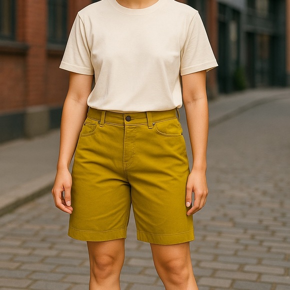 Lime green Bermuda shorts size 8 - Picture 1 of 6